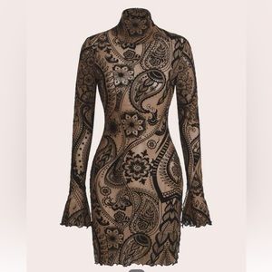 Shein floral and paisley print mesh bodycon dress